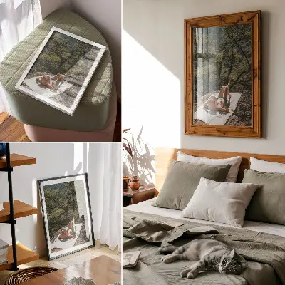 Wandposter Entspannung auf einem Felsen inmitten grüner Bäume in der Natur