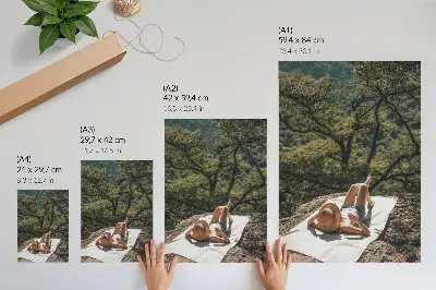 Wandposter Entspannung auf einem Felsen inmitten grüner Bäume in der Natur