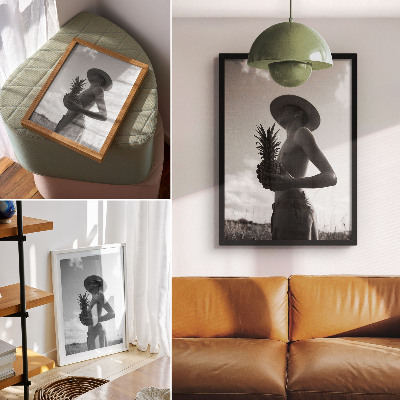 Kunstdruck leinwand Monochrome Figur Hut Ananasfeld