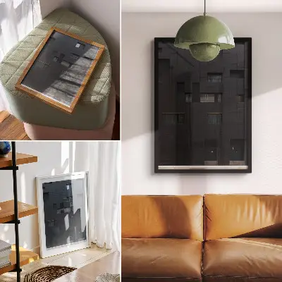 Leinwand-Kunstdruck mit minimalistischer Fassade und geometrischen Formen in Harmonie