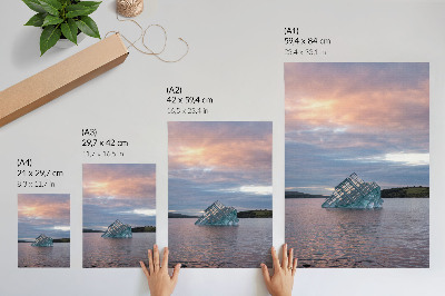 Wandposter Glasstruktur im Wasser unter dem Himmel