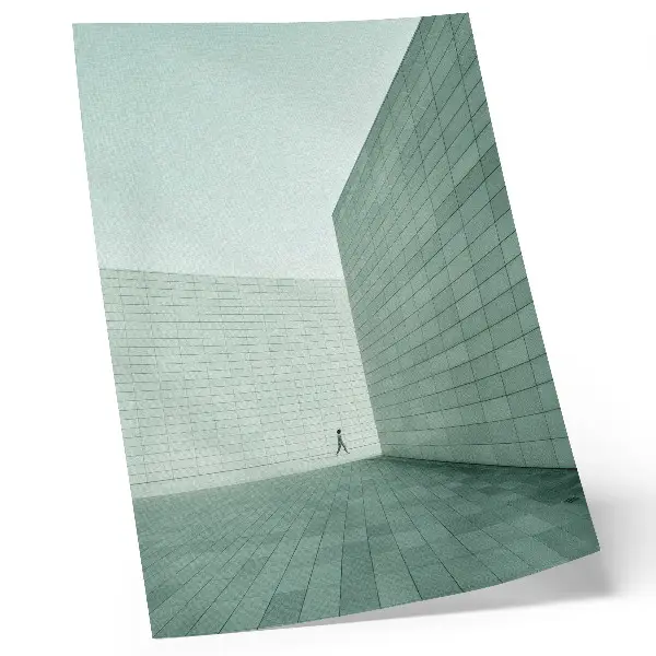 Wandposter graue geometrische Wände mit minimalistischer Figur