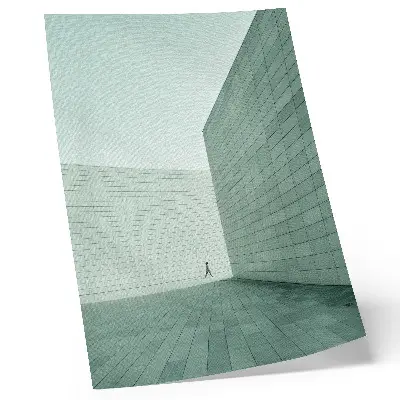 Wandposter graue geometrische Wände mit minimalistischer Figur