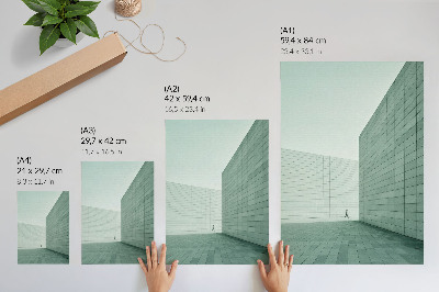 Wandposter Graue geometrische Wände, minimalistische Figur