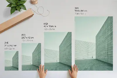 Wandposter graue geometrische Wände mit minimalistischer Figur