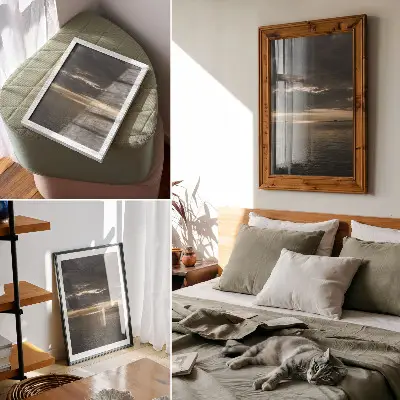 Kunstdruck auf Leinwand mit wunderschöner Aussicht auf Meer, Wolken und Sonnenstrahlen