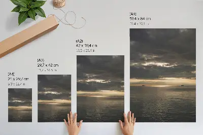 Kunstdruck auf Leinwand mit wunderschöner Aussicht auf Meer, Wolken und Sonnenstrahlen