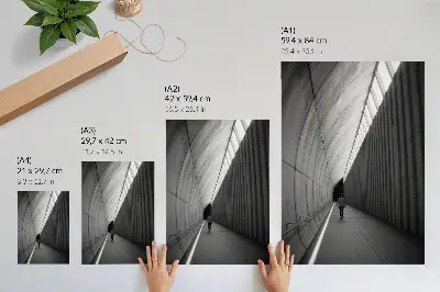 Kunstdruck auf Leinwand mit minimalistischem Tunnelschatten in Linienperspektive