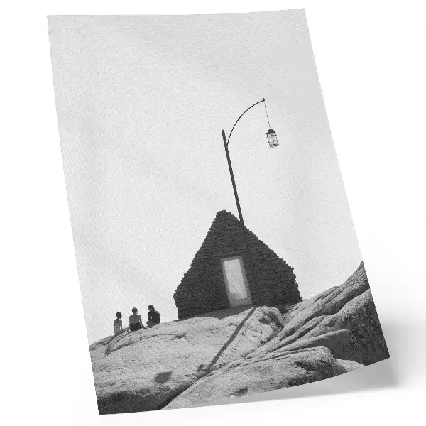 Leinwand-Kunstdruck mit minimalistischem schwarz-weißem Geometrie-Motiv