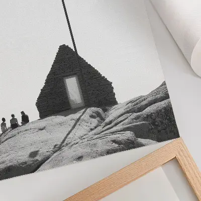 Leinwand-Kunstdruck mit minimalistischem schwarz-weißem Geometrie-Motiv