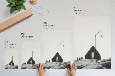 Leinwand-Kunstdruck mit minimalistischem schwarz-weißem Geometrie-Motiv