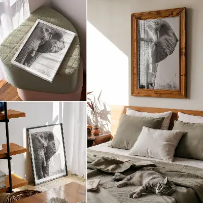 Kunstdruck auf Leinwand monochromatische Atmosphäre in eleganter Optik mit knittrigem Leder