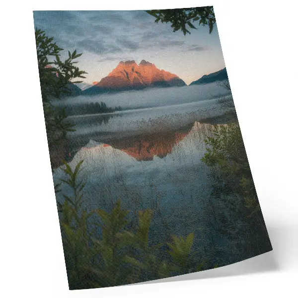 Leinwand-Kunstdruck Berglandschaft bei Wassernebel