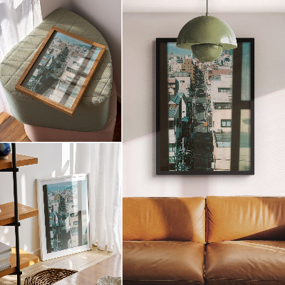 Wandposter Moderne Stadtlandschaft mit Bergen