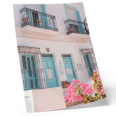Kunstdruck leinwand Pastellblaue Farben, Balkondetails, Blumen
