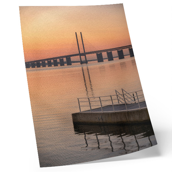 Poster Sonnenuntergangsbrücke, minimalistisch, warme Farbtöne
