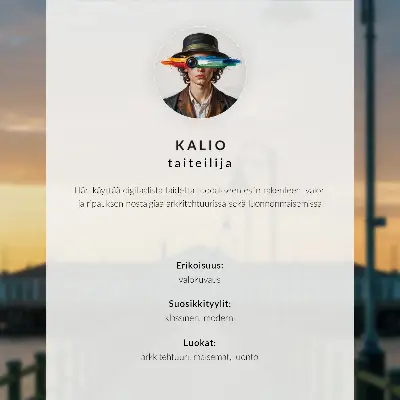 Poster Sonnenuntergangsbrücke mit minimalistischem Design in warmen Farbtönen