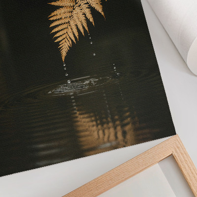 Poster Farn über dem Wasser, harmonische Tropfen, Spiegelung