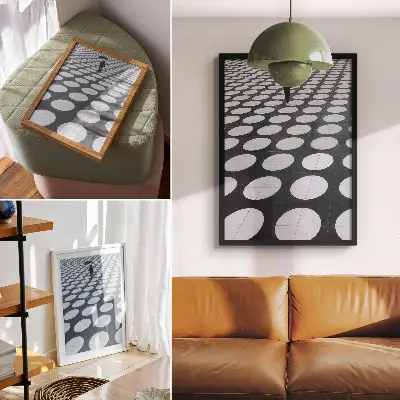 Poster mit geometrischem Muster im Schwarz-Weiß-Kontrast