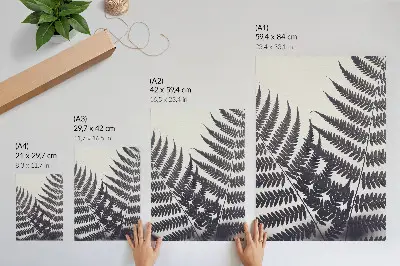 Wandposter mit symmetrischen Blättern auf hellem Hintergrund