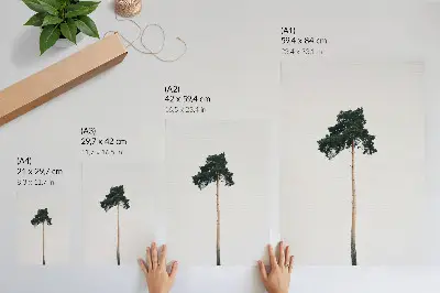 Poster mit minimalistischem Design eines einsamen Baums vor hellem Hintergrund