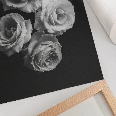 Kunstdruck auf Leinwand schwarz-weiße Rosen im minimalistischen, eleganten Design