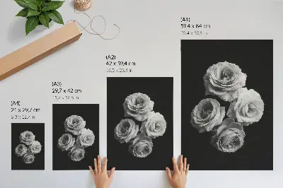 Kunstdruck auf Leinwand schwarz-weiße Rosen im minimalistischen, eleganten Design