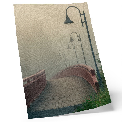 Wandposter Nebelbrücke Laternen Harmonie Sanftheit
