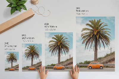 Poster Palmenbaum-Retro-Auto, Natur, sorglos