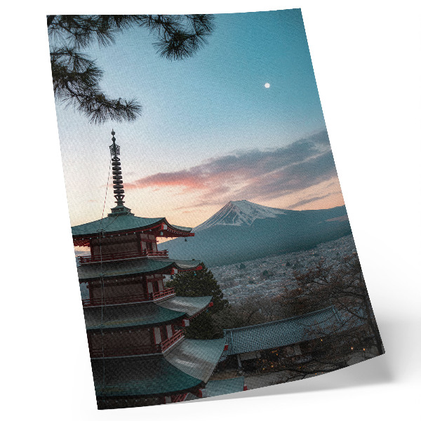 Kunstdruck leinwand Pagode im Hintergrund, Bergfarben im Himmel in harmonischer Harmonie