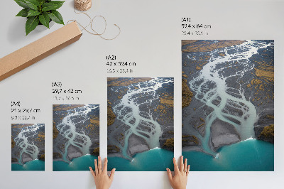 Kunstdruck leinwand Abstrakte Flusslinien in Blautönen