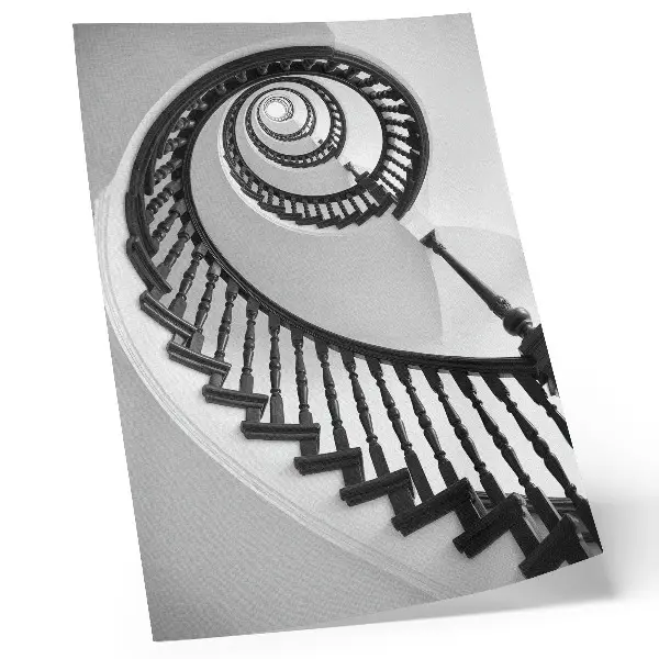 Wandposter Wendeltreppe in schwarz-weißer Eleganz für ein modernes Ambiente
