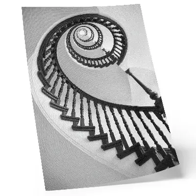 Wandposter Wendeltreppe in schwarz-weißer Eleganz für ein modernes Ambiente