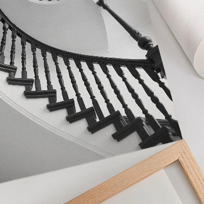Wandposter Wendeltreppe, schwarz-weiße Eleganz, Modernität