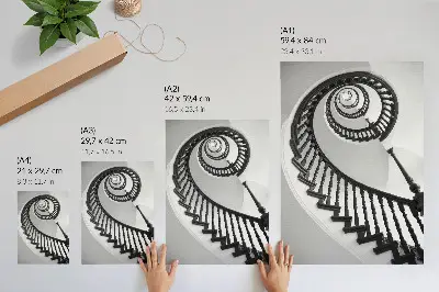 Wandposter Wendeltreppe in schwarz-weißer Eleganz für ein modernes Ambiente