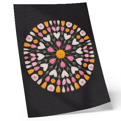 Kunstdruck leinwand Blumenmandala auf dunklem Hintergrund, abstrakter Stil