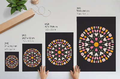 Kunstdruck leinwand Blumenmandala auf dunklem Hintergrund, abstrakter Stil