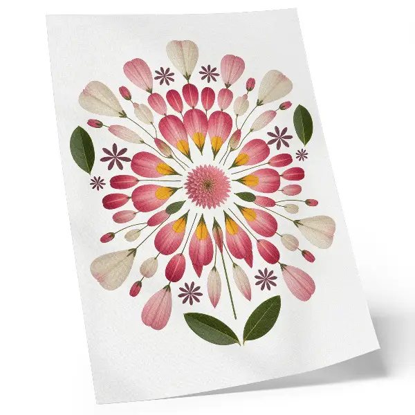 Wandposter florales Mandala in Rosa, Creme und Grün