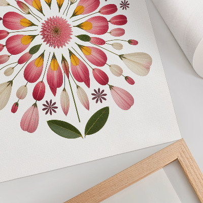 Wandposter Florales Mandala, Symmetrie, Rosa, Creme, Grün