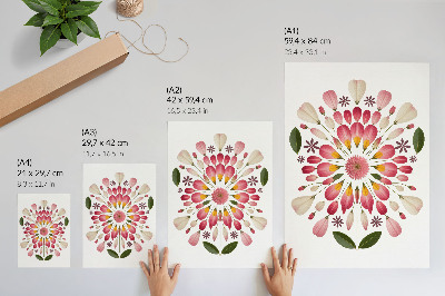 Wandposter Florales Mandala, Symmetrie, Rosa, Creme, Grün