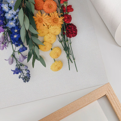 Poster Blumen in einer vertikalen Reihe, leuchtende Farben, Harmonie, Natur