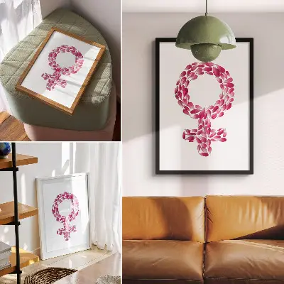 Kunstdruck auf Leinwand mit Blütenblättern in Form eines Symbols der Leichtigkeit