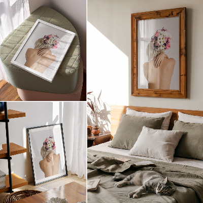 Wandposter Ein Blumenarrangement im Haar einer Frau