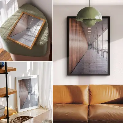 Kunstdruck auf Leinwand moderne symmetrische Korridor-Optik