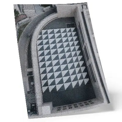 Leinwand Kunstdruck mit eleganten geometrischen Mustern und futuristischer Architektur