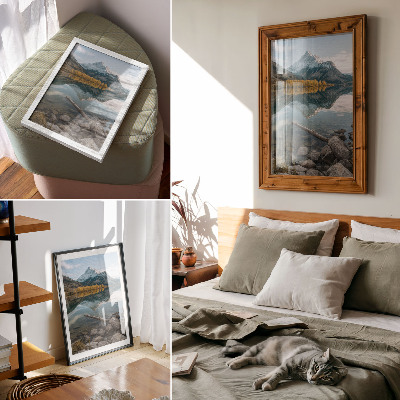 Poster Berge, See, Bäume, Spiegelung, Ruhe, Natur