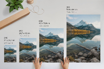 Poster Berge, See, Bäume, Spiegelung, Ruhe, Natur