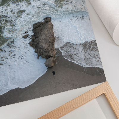 Poster Felsige Küste, Meereswellen, grünes Wasser