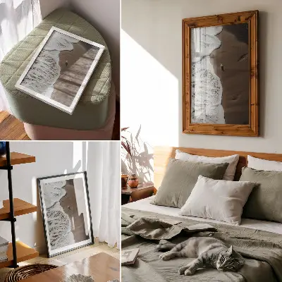 Leinwand-Kunstdruck entspannender Strand mit Sand und Möwenwellen