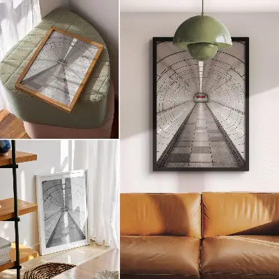 Futuristische moderne Deckenbeleuchtung als Kunstdruck auf Leinwand